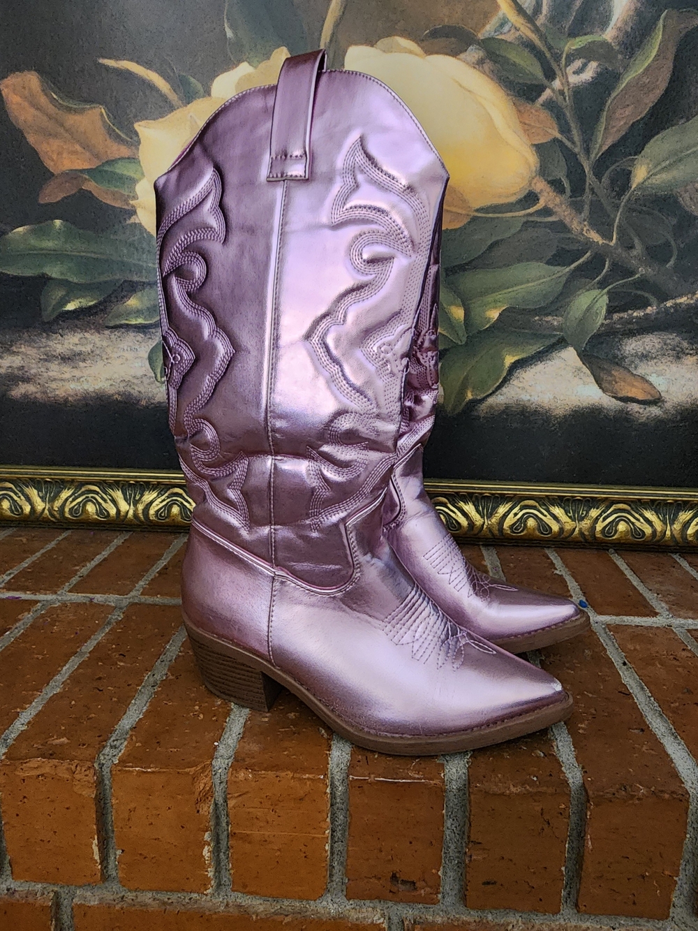 Metallic Pink Women's Western Boots Size 7